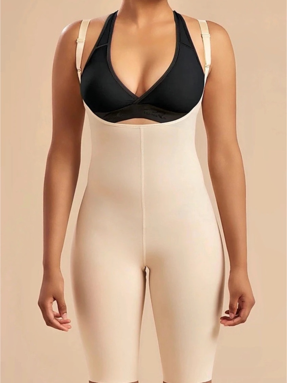 Marena Recovery Shapewear Bodysuit Small Black & Beige
